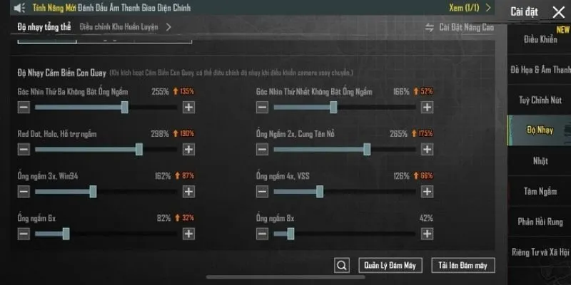 Tối ưu độ nhạy theo từng loại súng